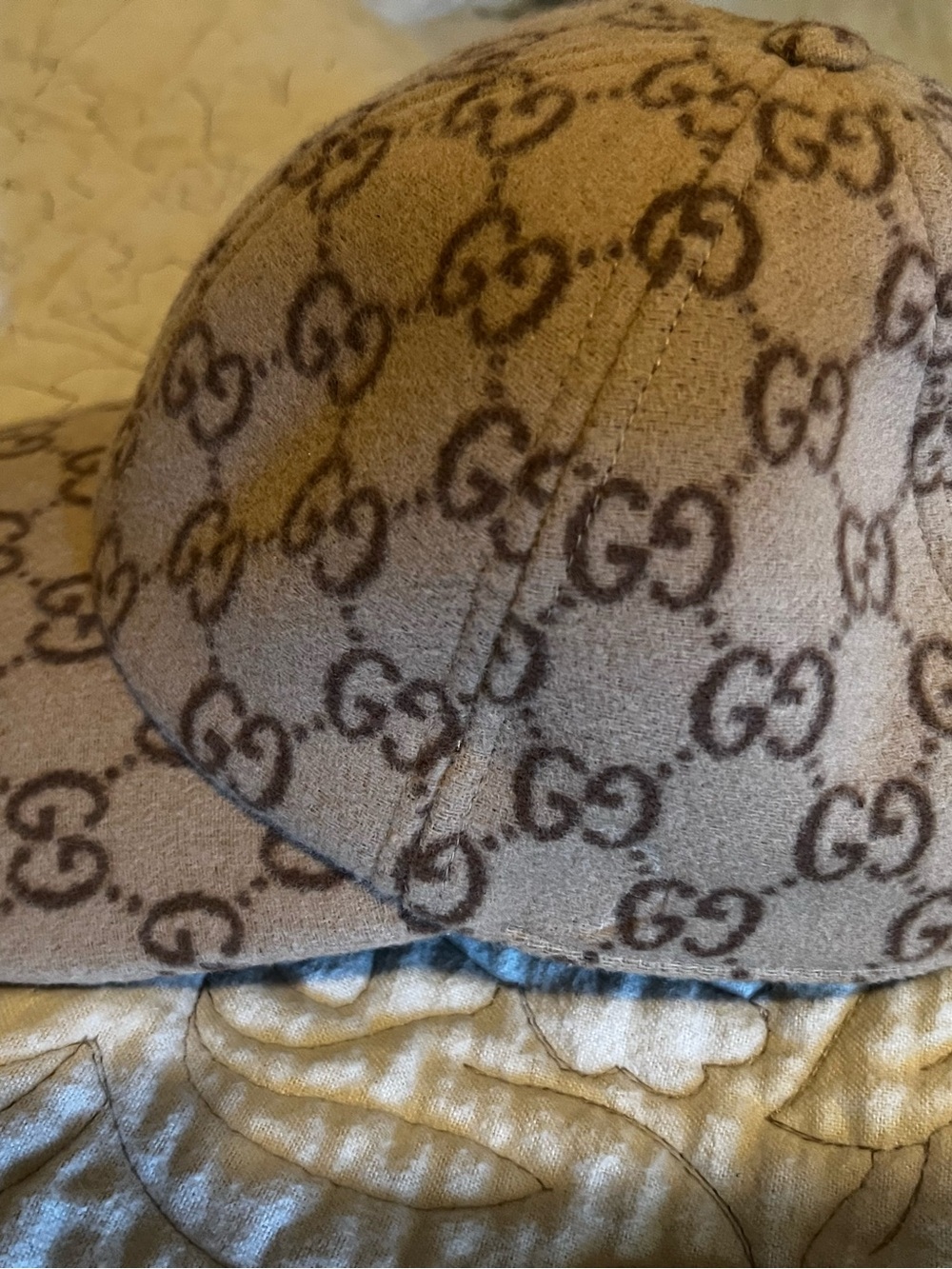 Gucci Beige and Brown GG Wool Baseball Cap large